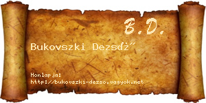 Bukovszki Dezső névjegykártya